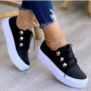 Baskets De Mode Pour Femme Chaussures Décontractées Plates - Noir
