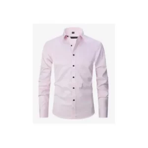 Chemise Homme Manches Longues Rose Pâle A Boutons Noires
