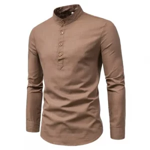 Chemise Le Lin Homme Manches Longues - Marron