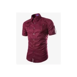 Chemise homme manches courtes bordeaux stylée