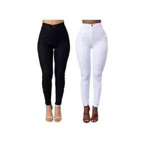 Deux Pantalons Femme A Effet Push Up - Noir/ Blanc