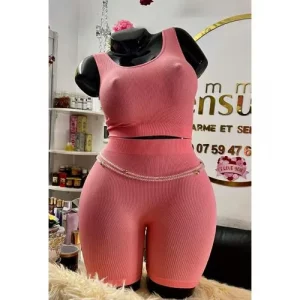 Magnifique Ensemble collants Rose court