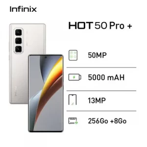 Infinix HOT 50 Pro+, 256Go + 8Go - 50 MP - Gris - 25 Mois Garantie