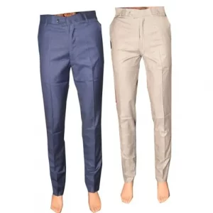 Lot De 2 Pantalons Tissu Bleu-Gris