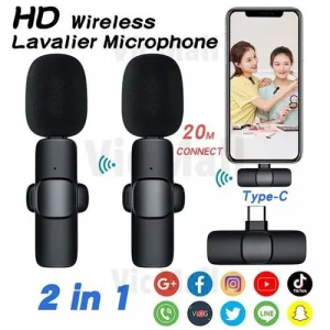 Double Microphone Portable Lavalier Sans Fil, Plug-and-Play Audio & Vidéo