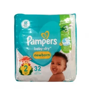Pampers Baby Dry - Bébé Taille 2 - 32 Couches