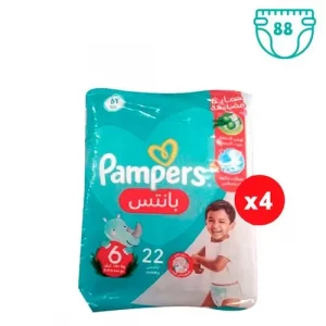 Pampers Pack de 88 Couches culottes X large - Taille 6 ( 4 x 22) Couches