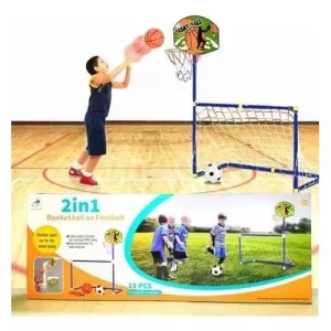 Panier de basket 2 en 1 sur support et cage de football