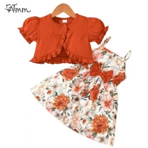 Robe Florale Fille Manches Courtes 1-6Ans